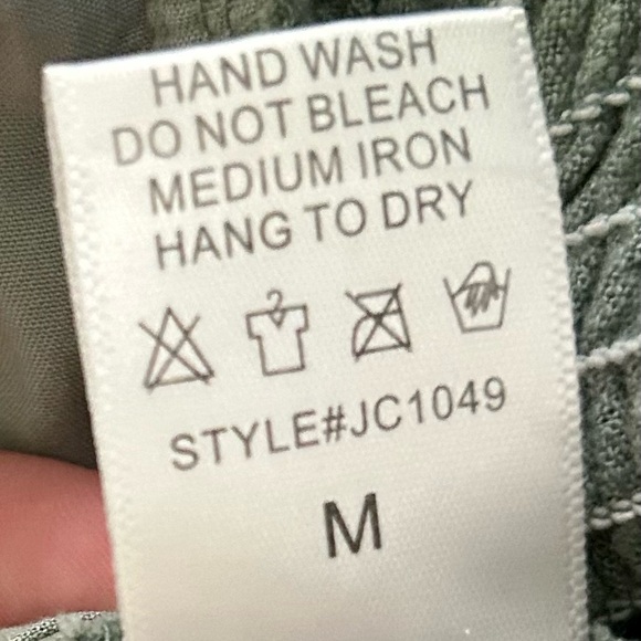 ALLIE ROSE Linen Blend Wide Leg Smocked Tank Jumpsuit Tie Front Coastal Boho | M - Picture 8 of 8